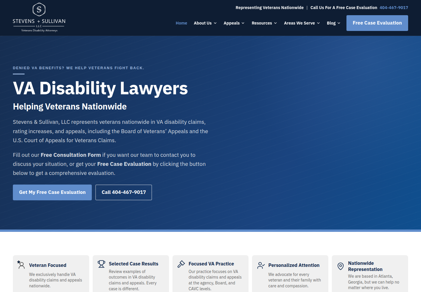 Stevens & Sullivan website desktop preview
