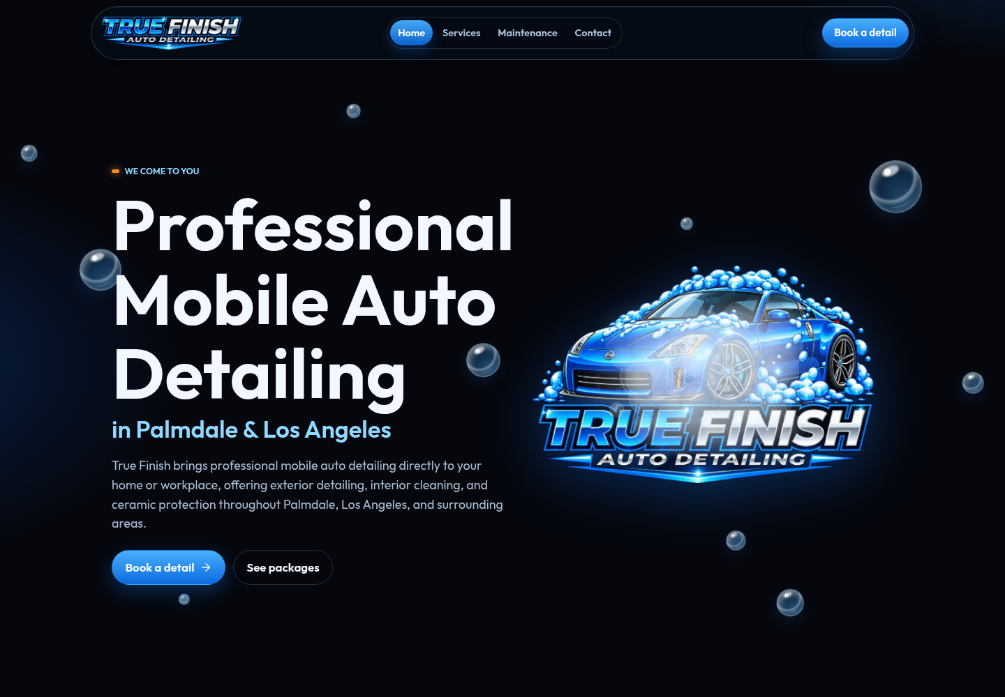 True Finish Detail website desktop preview